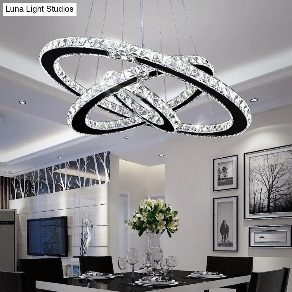 Stainless Steel Interlace Rings Pendant Light for Modern Bedrooms