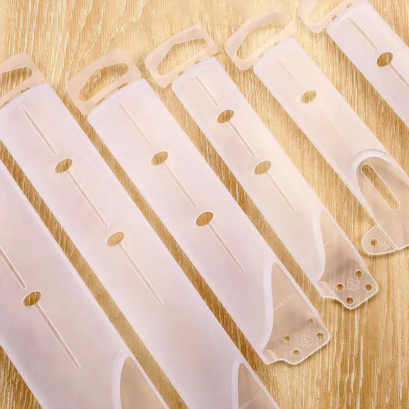 Clear plastic wall-mounted shelf brackets with matte finish and integrated hanging loops for decorbites knife scabbard