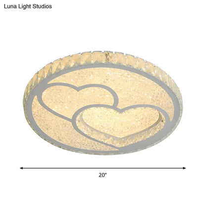 DecorBites™ DecorBites™ Stainless Steel LED Bedroom Flush Mount Lamp with Crystal Heart Shade in Warm and White Light