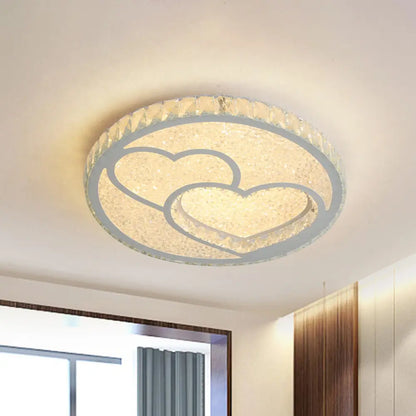 DecorBites™ DecorBites™ Stainless Steel LED Bedroom Flush Mount Lamp with Crystal Heart Shade in Warm and White Light