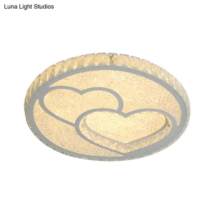 DecorBites™ DecorBites™ Stainless Steel LED Bedroom Flush Mount Lamp with Crystal Heart Shade in Warm and White Light
