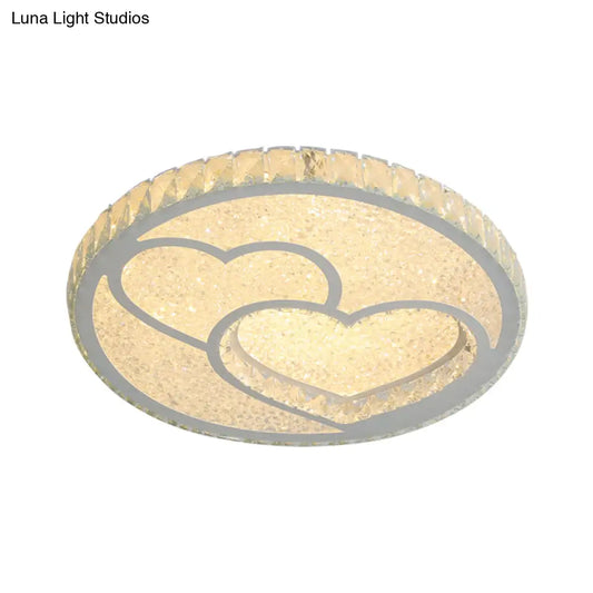 DecorBites™ DecorBites™ Stainless Steel LED Bedroom Flush Mount Lamp with Crystal Heart Shade in Warm and White Light