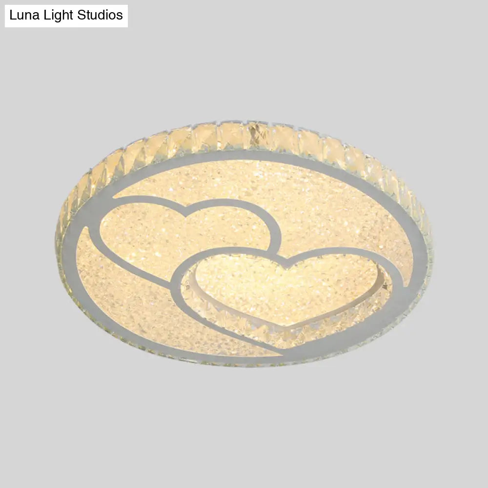 DecorBites™ DecorBites™ Stainless Steel LED Bedroom Flush Mount Lamp with Crystal Heart Shade in Warm and White Light