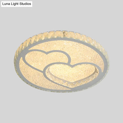 DecorBites™ DecorBites™ Stainless Steel LED Bedroom Flush Mount Lamp with Crystal Heart Shade in Warm and White Light