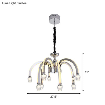 Lámpara de araña colgante moderna de acero inoxidable para comedor - Kit de luz LED colgante