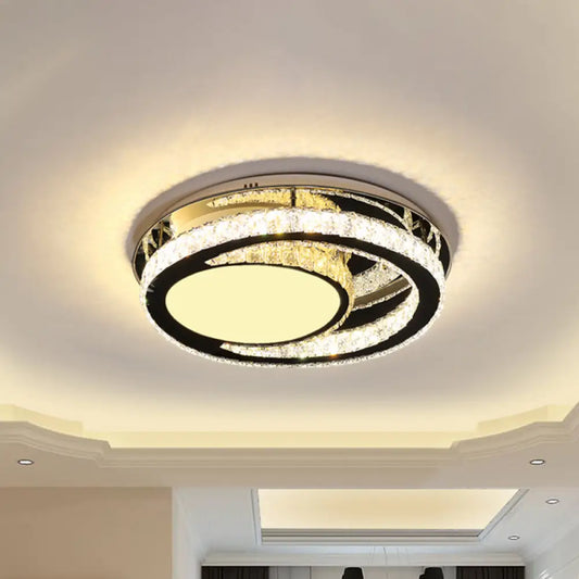 DecorBites™ DecorBites™ Stainless Steel Oval Semi Flush Mount Crystal LED Ceiling Lamp - Minimalist Design for Living Room