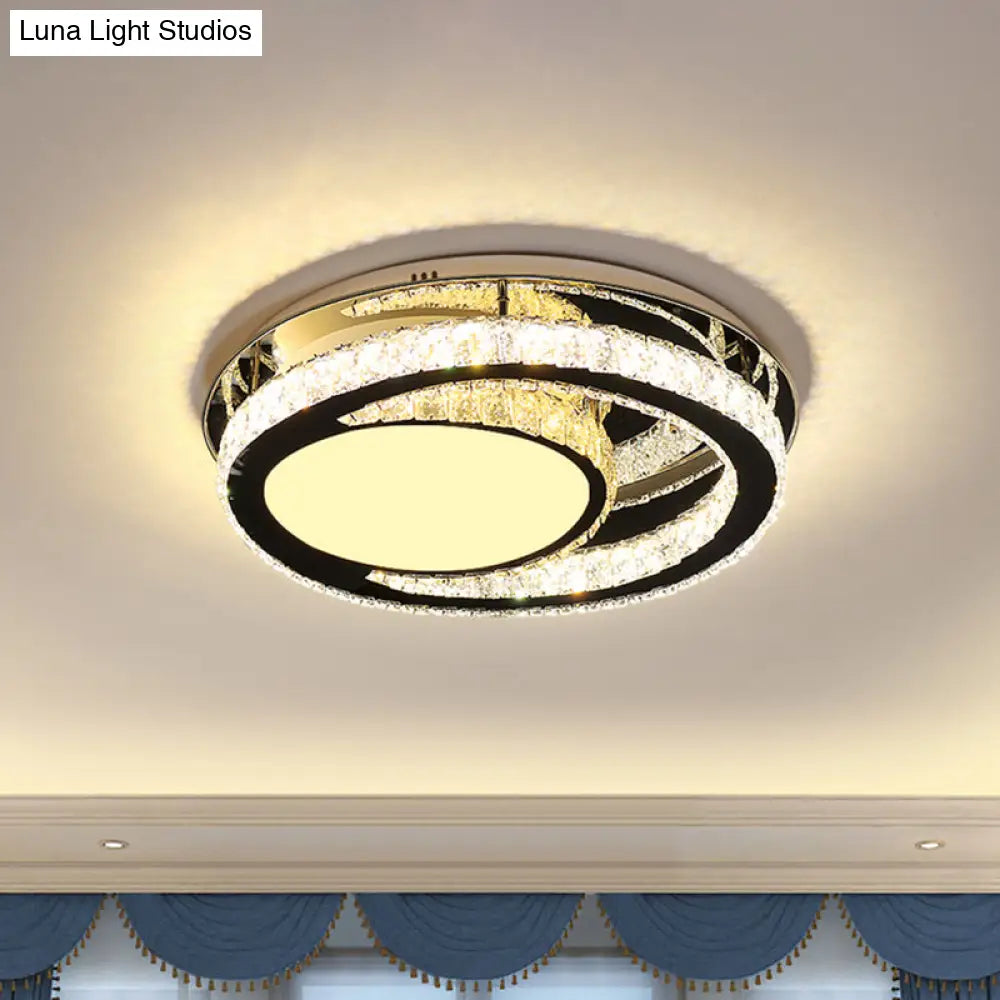 DecorBites™ DecorBites™ Stainless Steel Oval Semi Flush Mount Crystal LED Ceiling Lamp - Minimalist Design for Living Room