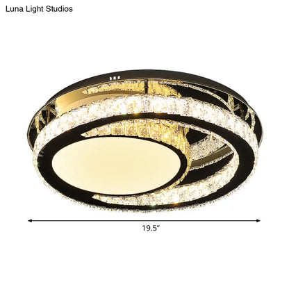 DecorBites™ DecorBites™ Stainless Steel Oval Semi Flush Mount Crystal LED Ceiling Lamp - Minimalist Design for Living Room