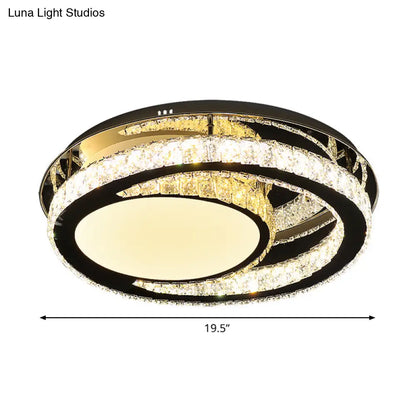DecorBites™ DecorBites™ Stainless Steel Oval Semi Flush Mount Crystal LED Ceiling Lamp - Minimalist Design for Living Room