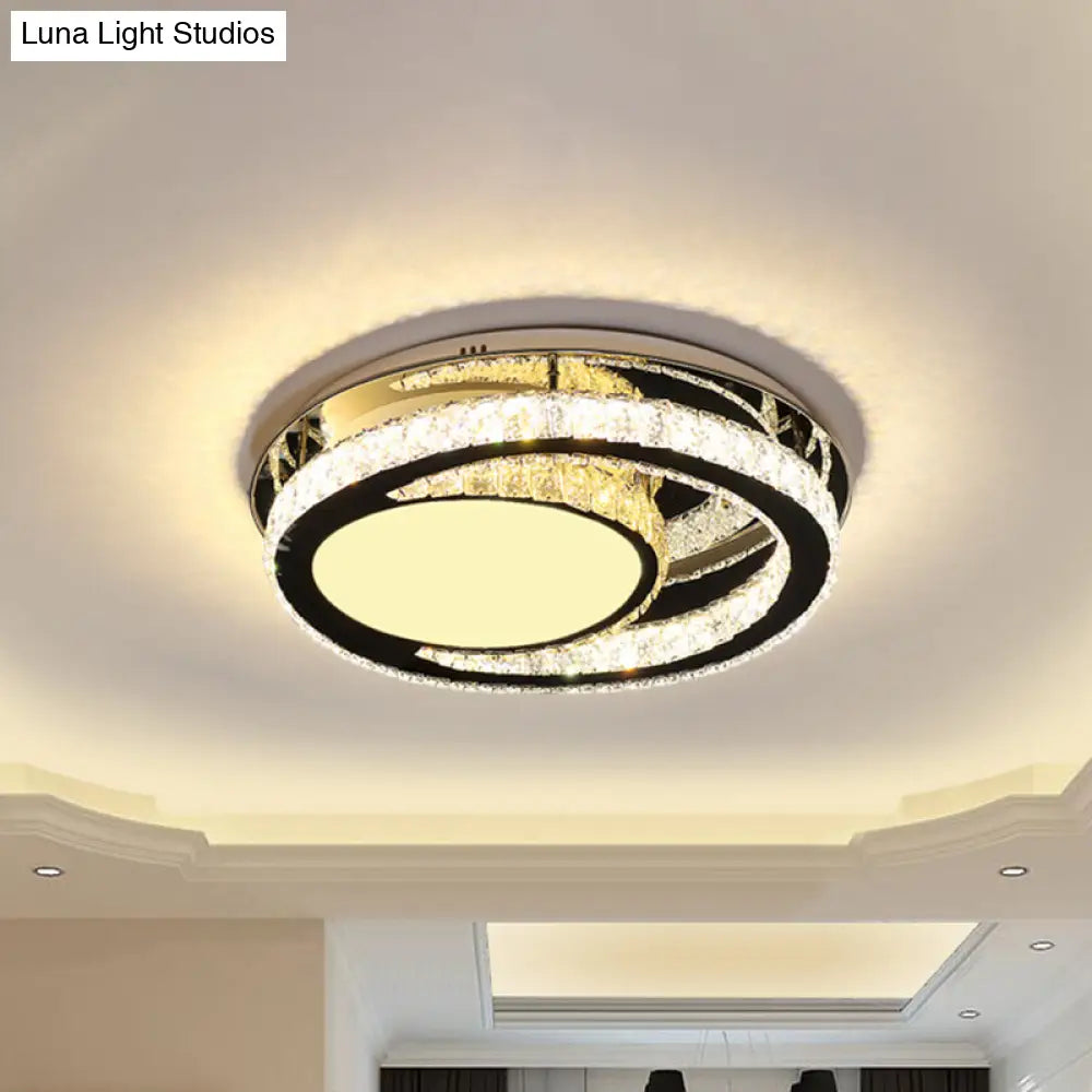 DecorBites™ DecorBites™ Stainless Steel Oval Semi Flush Mount Crystal LED Ceiling Lamp - Minimalist Design for Living Room