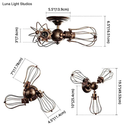 DecorBites™ DecorBites™ Starburst Ceiling Light Fixture - Retro Industrial Metal Flush Mount for Bedroom