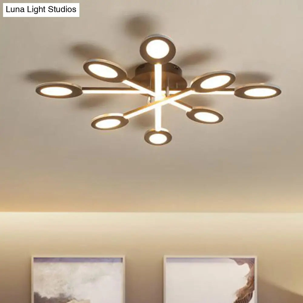 DecorBites™ DecorBites™ Starburst LED Semi Flush Ceiling Light in Warm/White, Minimalistic Design, Acrylic, 31.5"/45" Wide, Brown
