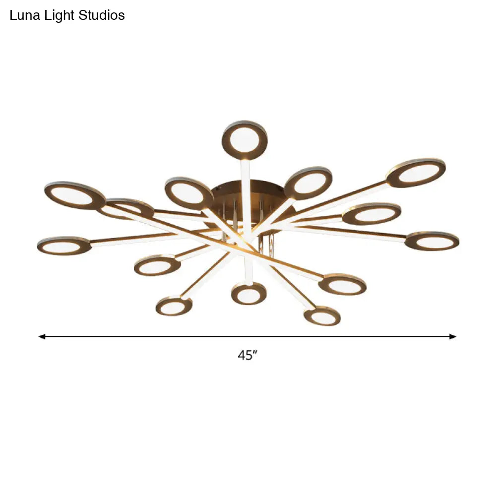 DecorBites™ DecorBites™ Starburst LED Semi Flush Ceiling Light in Warm/White, Minimalistic Design, Acrylic, 31.5"/45" Wide, Brown