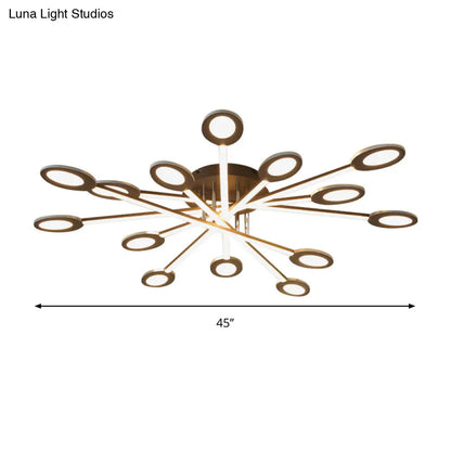 DecorBites™ DecorBites™ Starburst LED Semi Flush Ceiling Light in Warm/White, Minimalistic Design, Acrylic, 31.5"/45" Wide, Brown