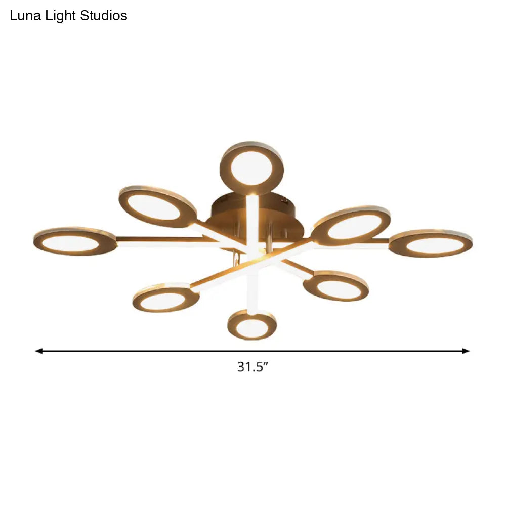 DecorBites™ DecorBites™ Starburst LED Semi Flush Ceiling Light in Warm/White, Minimalistic Design, Acrylic, 31.5"/45" Wide, Brown