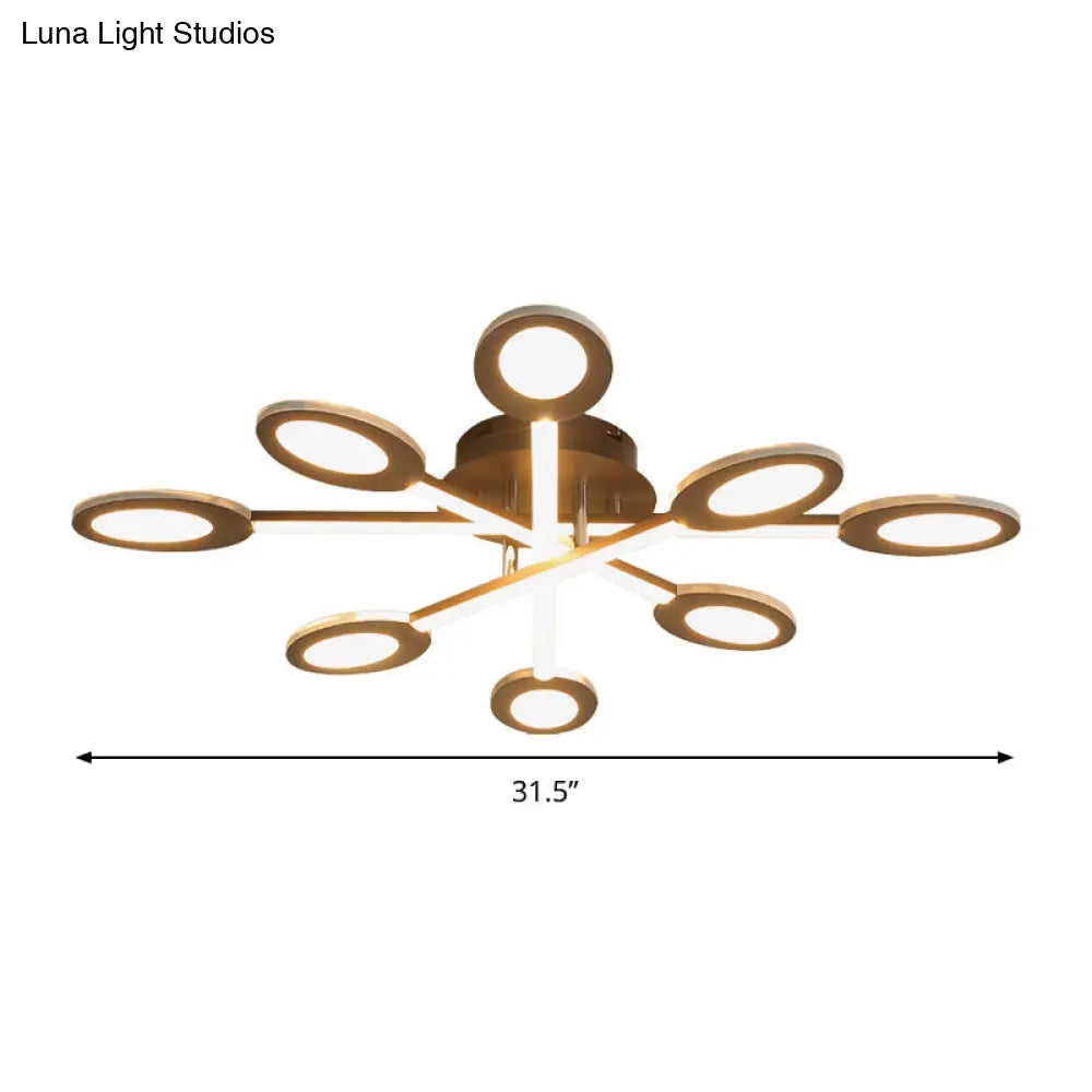 DecorBites™ DecorBites™ Starburst LED Semi Flush Ceiling Light in Warm/White, Minimalistic Design, Acrylic, 31.5"/45" Wide, Brown