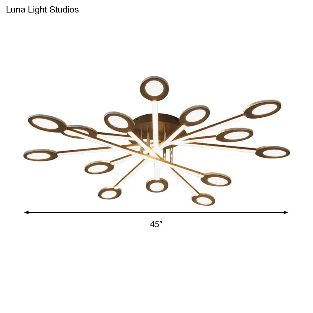 DecorBites™ DecorBites™ Starburst LED Semi Flush Ceiling Light in Warm/White, Minimalistic Design, Acrylic, 31.5"/45" Wide, Brown