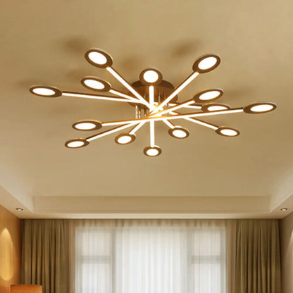 DecorBites™ DecorBites™ Starburst LED Semi Flush Ceiling Light in Warm/White, Minimalistic Design, Acrylic, 31.5"/45" Wide, Brown