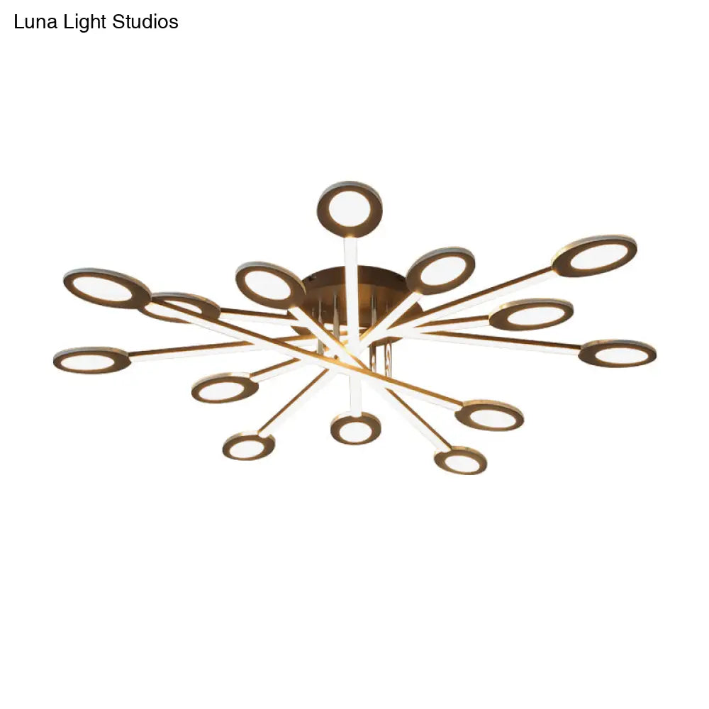 DecorBites™ DecorBites™ Starburst LED Semi Flush Ceiling Light in Warm/White, Minimalistic Design, Acrylic, 31.5"/45" Wide, Brown