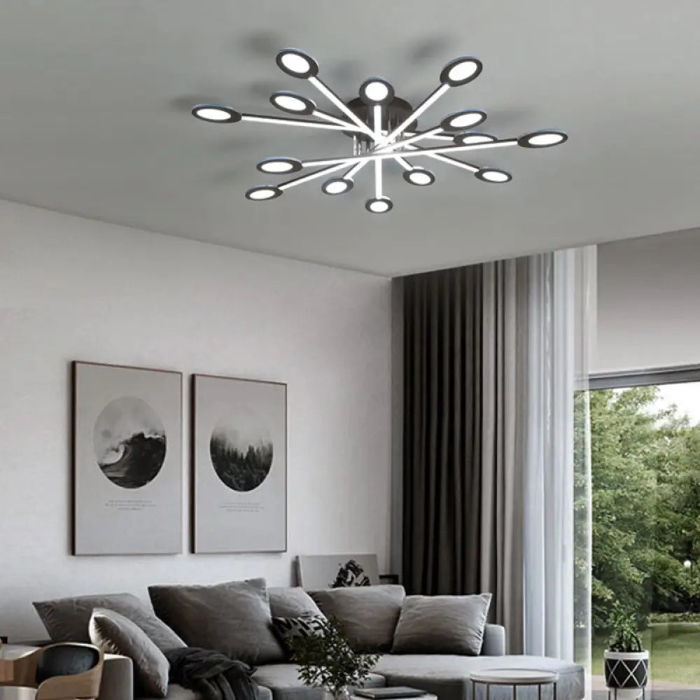 DecorBites™ DecorBites™ Starburst LED Semi Flush Ceiling Light in Warm/White, Minimalistic Design, Acrylic, 31.5"/45" Wide, Brown