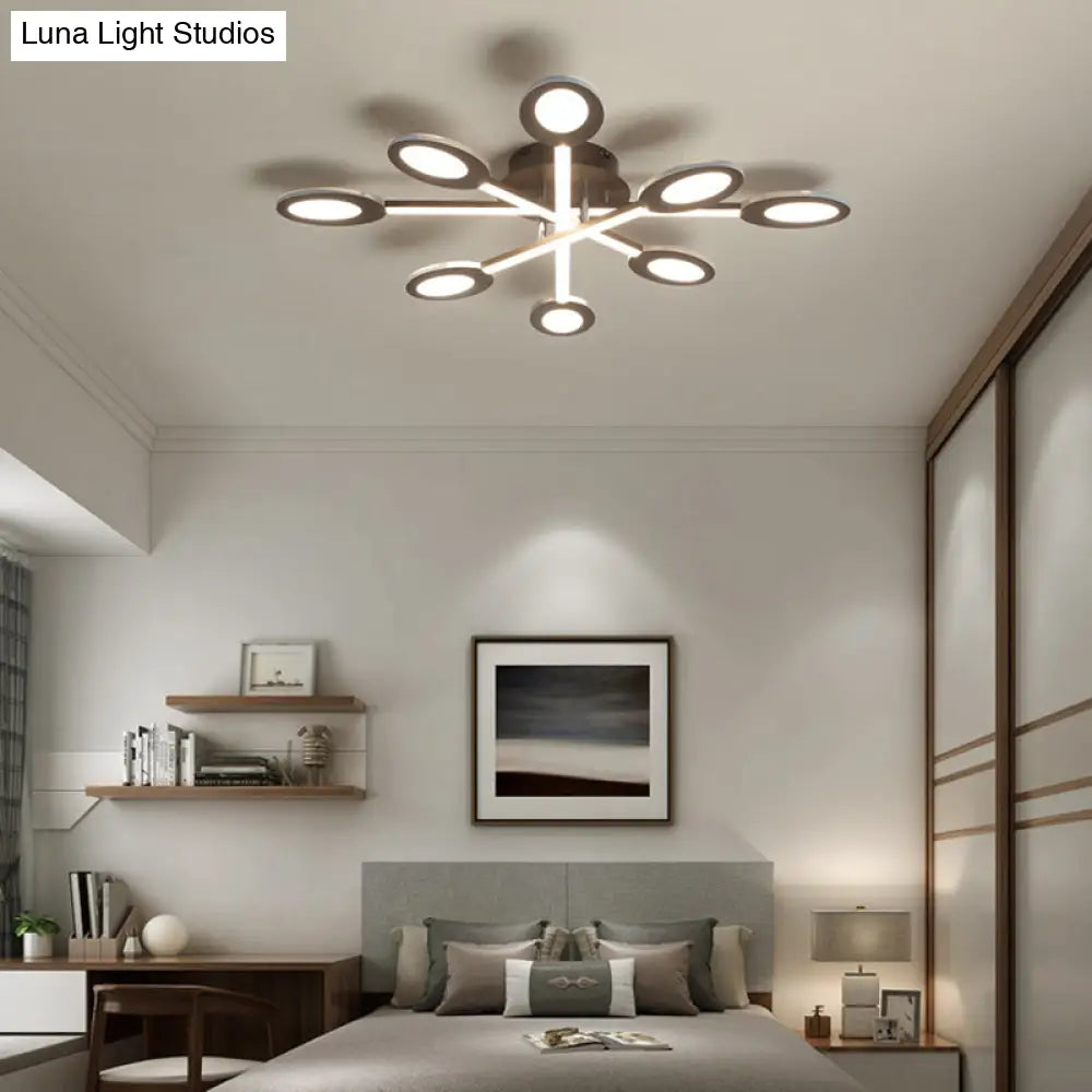 DecorBites™ DecorBites™ Starburst LED Semi Flush Ceiling Light in Warm/White, Minimalistic Design, Acrylic, 31.5"/45" Wide, Brown
