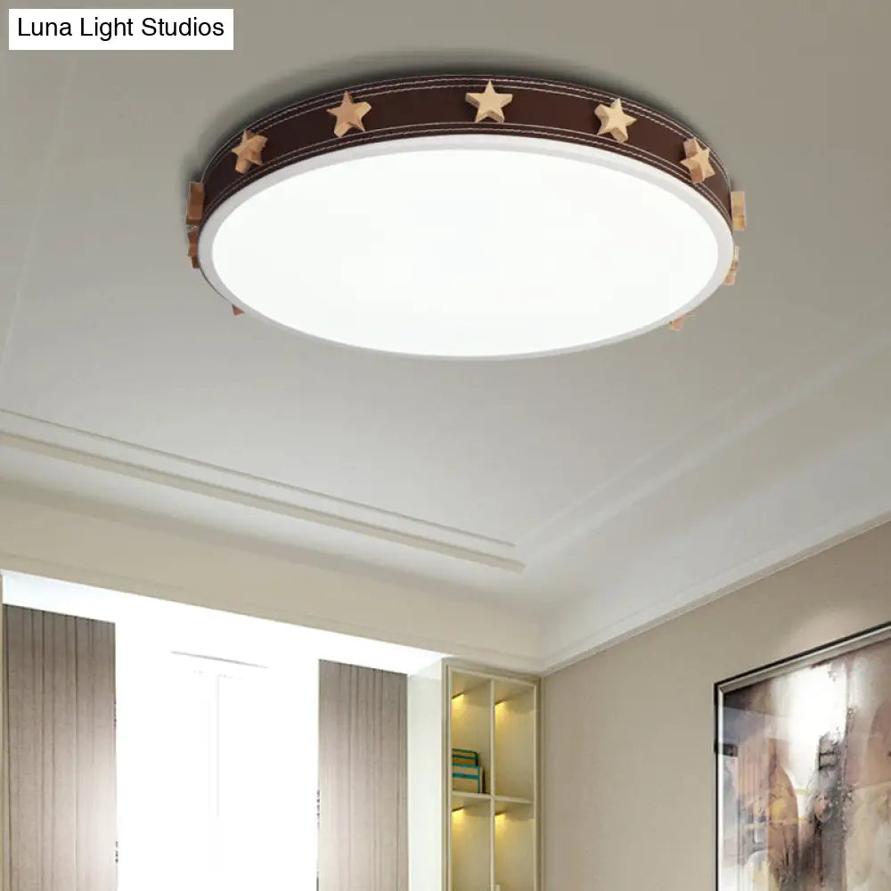 DecorBites™ DecorBites™ Stargazing in Style: Brown Rubber Round Flush Mount Lighting with Star Accents LED Ceiling Flush Light in Multiple Sizes