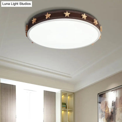 DecorBites™ DecorBites™ Stargazing in Style: Brown Rubber Round Flush Mount Lighting with Star Accents LED Ceiling Flush Light in Multiple Sizes