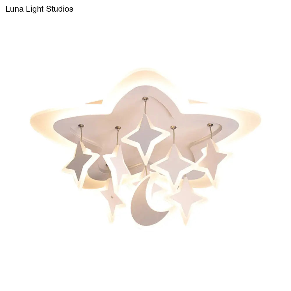 Lámpara de techo LED DecorBites™ Starry para habitación infantil con diseño de dibujos animados en acrílico blanco cálido – Lámpara de montaje empotrado en blanco
