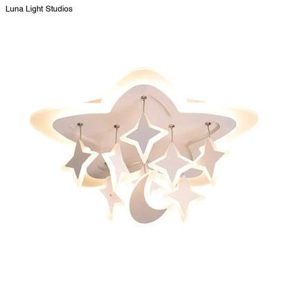 Lámpara de techo LED DecorBites™ Starry para habitación infantil con diseño de dibujos animados en acrílico blanco cálido – Lámpara de montaje empotrado en blanco