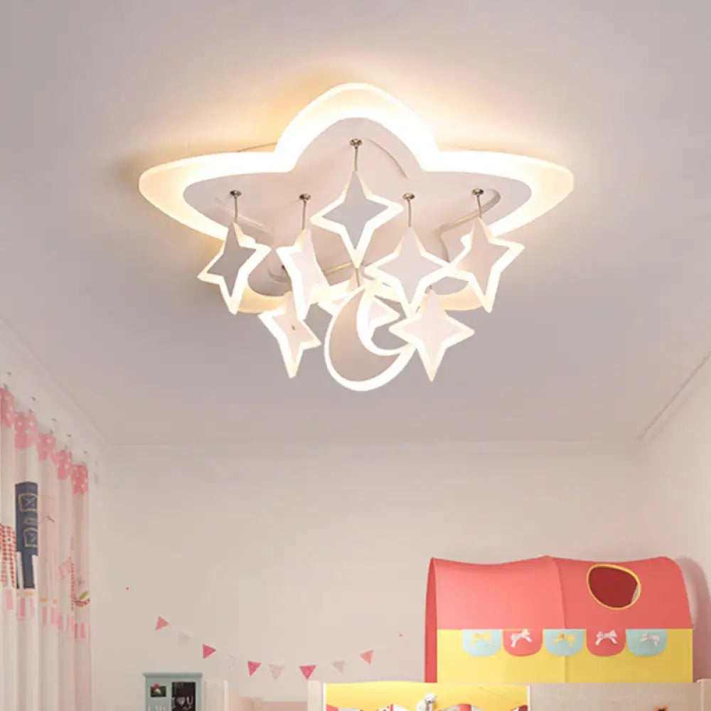 Lámpara de techo LED DecorBites™ Starry para habitación infantil con diseño de dibujos animados en acrílico blanco cálido – Lámpara de montaje empotrado en blanco