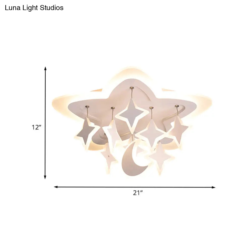 Lámpara de techo LED DecorBites™ Starry para habitación infantil con diseño de dibujos animados en acrílico blanco cálido – Lámpara de montaje empotrado en blanco
