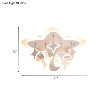 Lámpara de techo LED DecorBites™ Starry para habitación infantil con diseño de dibujos animados en acrílico blanco cálido – Lámpara de montaje empotrado en blanco