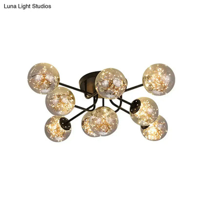 DecorBites™ DecorBites™ Starry LED Black Metal Ceiling Lamp with Global Glass Shade - Modern Sputnik Style