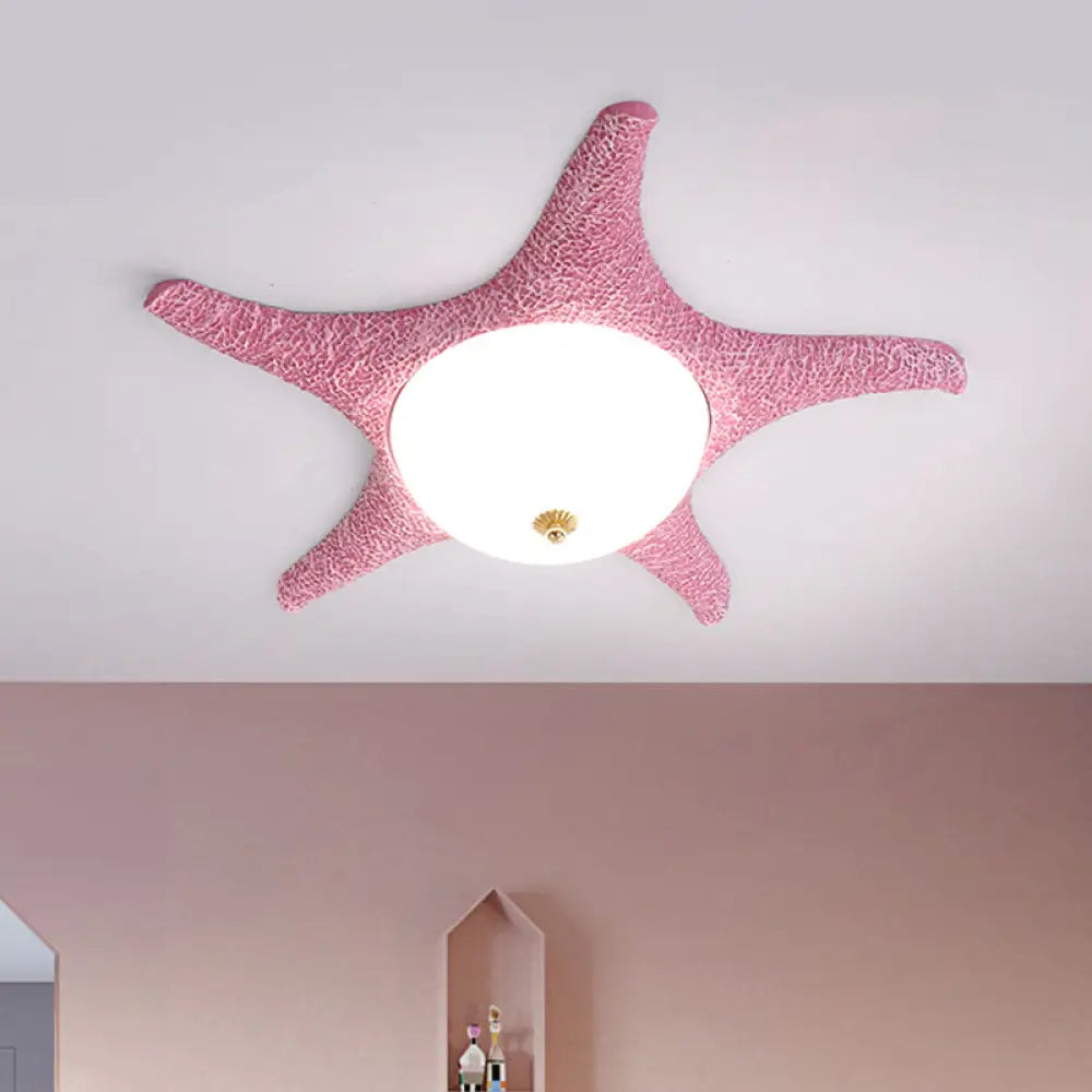 DecorBites™ DecorBites™ Starry Night in Your Room - Resin Starfish LED Flush Mount Light Fixture for Kids in Playful Pink, Yellow, and Blue with Warm/White Light