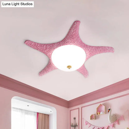 DecorBites™ DecorBites™ Starry Night in Your Room - Resin Starfish LED Flush Mount Light Fixture for Kids in Playful Pink, Yellow, and Blue with Warm/White Light