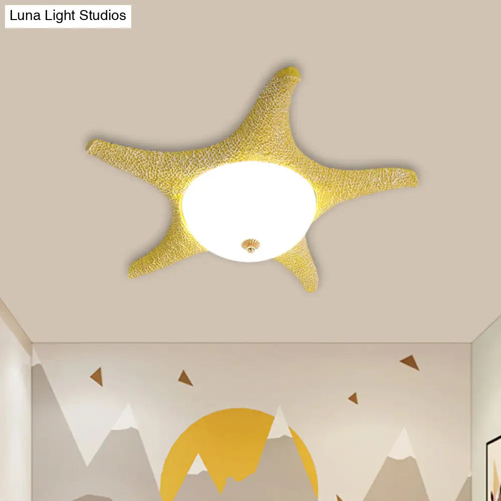 DecorBites™ DecorBites™ Starry Night in Your Room - Resin Starfish LED Flush Mount Light Fixture for Kids in Playful Pink, Yellow, and Blue with Warm/White Light
