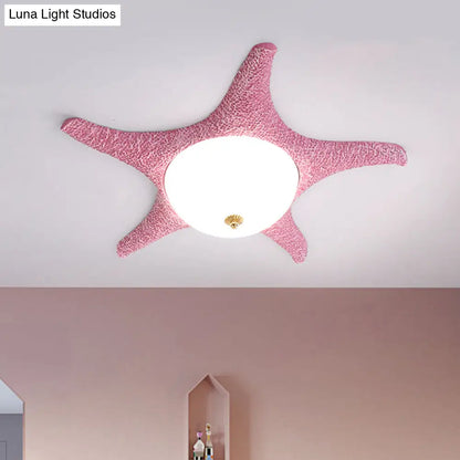 DecorBites™ DecorBites™ Starry Night in Your Room - Resin Starfish LED Flush Mount Light Fixture for Kids in Playful Pink, Yellow, and Blue with Warm/White Light