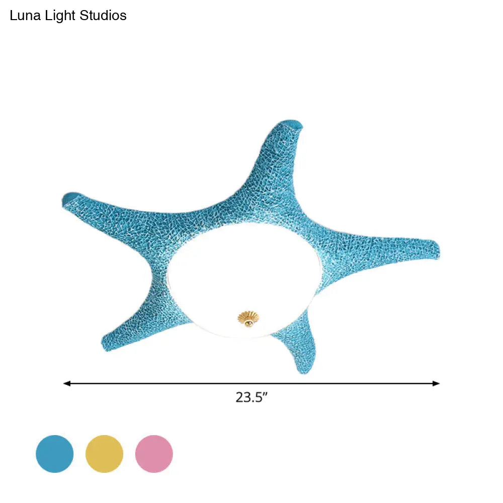 DecorBites™ DecorBites™ Starry Night in Your Room - Resin Starfish LED Flush Mount Light Fixture for Kids in Playful Pink, Yellow, and Blue with Warm/White Light
