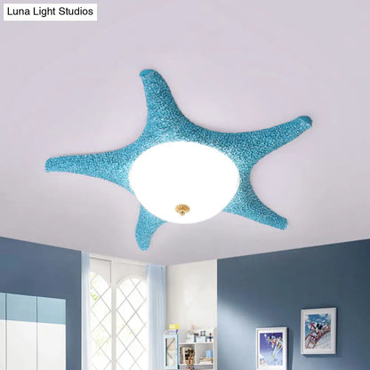 DecorBites™ DecorBites™ Starry Night in Your Room - Resin Starfish LED Flush Mount Light Fixture for Kids in Playful Pink, Yellow, and Blue with Warm/White Light