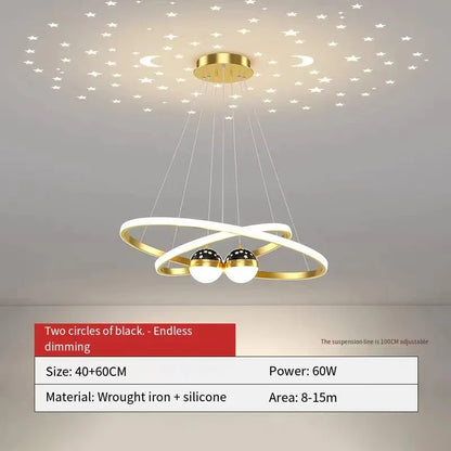 Starry Sky LED Chandelier for Living Room - Golden 40-60cm / Brightness Dimmable - Chandelier