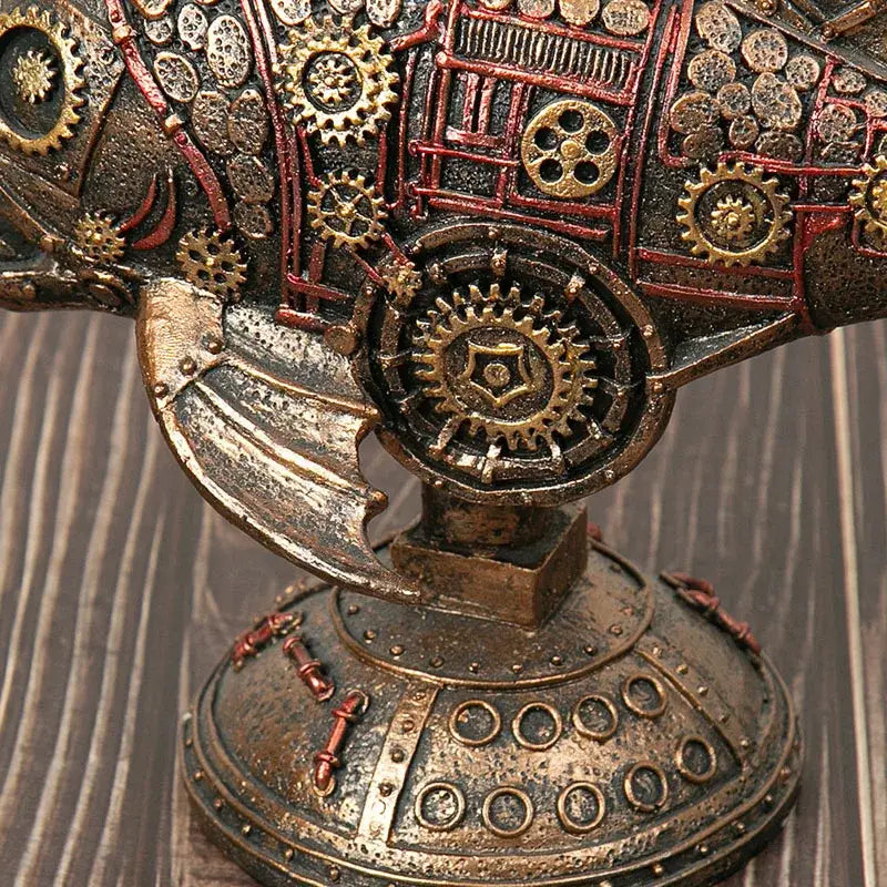 Steampunk bronze whale figurine with intricate brass gears red piping and metallic rivets blackfish resin steampunk decorbites blackfish resin