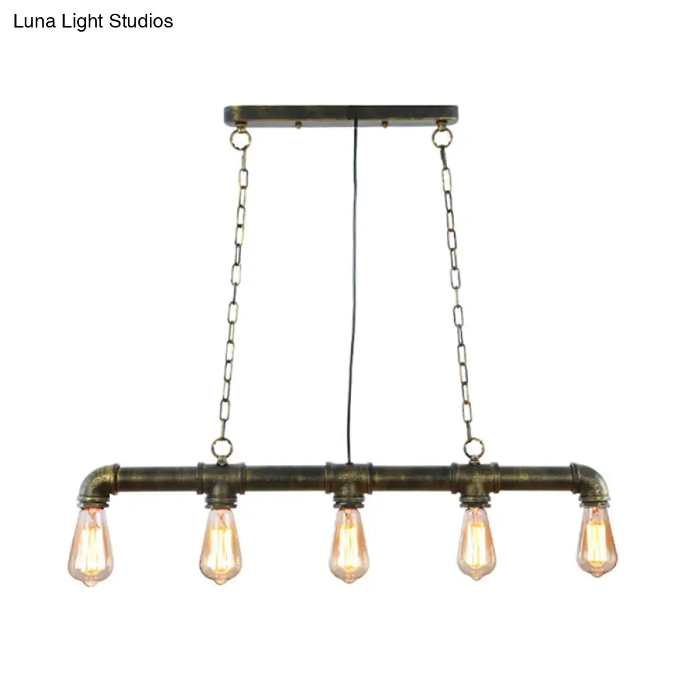 ديكوربايتس™ مصباح ستيم بانك آيلاند المعلق بخمس مصابيح - مصباح سقف صناعي لغرفة الطعام باللون الأسود/البرونزي/النحاسي