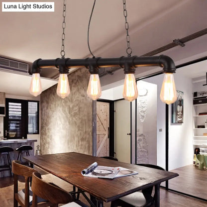 ديكوربايتس™ مصباح ستيم بانك آيلاند المعلق بخمس مصابيح - مصباح سقف صناعي لغرفة الطعام باللون الأسود/البرونزي/النحاسي