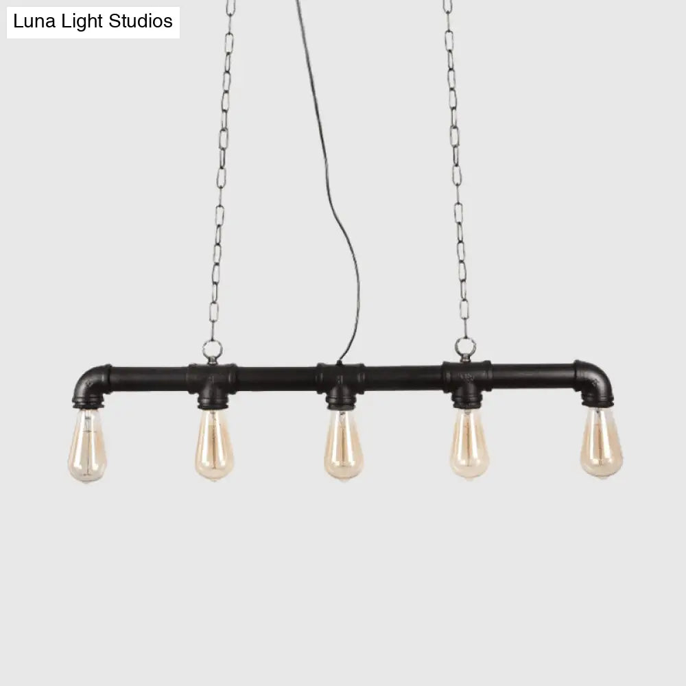 ديكوربايتس™ مصباح ستيم بانك آيلاند المعلق بخمس مصابيح - مصباح سقف صناعي لغرفة الطعام باللون الأسود/البرونزي/النحاسي