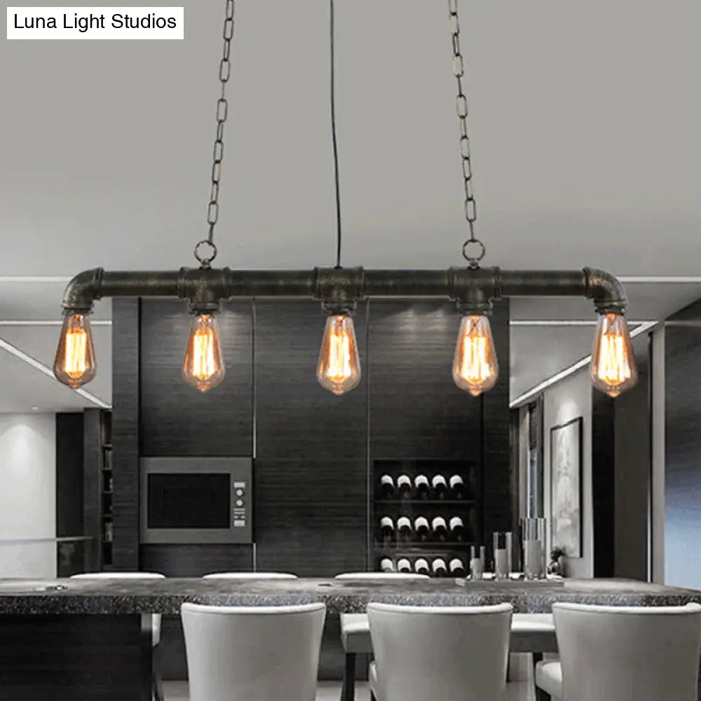 ديكوربايتس™ مصباح ستيم بانك آيلاند المعلق بخمس مصابيح - مصباح سقف صناعي لغرفة الطعام باللون الأسود/البرونزي/النحاسي