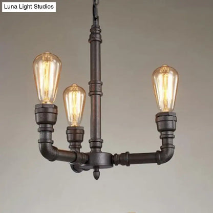Steampunk Metal Black Chandelier with 3/6 Bulb Piping - Stylish Pendant Ceiling Light for Bistros