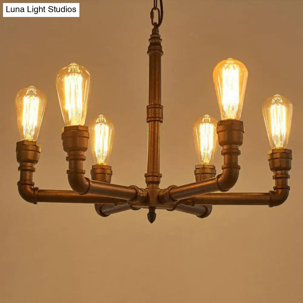 Steampunk Metal Black Chandelier with 3/6 Bulb Piping - Stylish Pendant Ceiling Light for Bistros