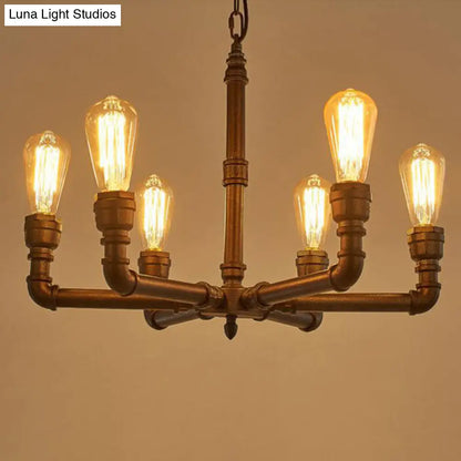 Steampunk Metal Black Chandelier with 3/6 Bulb Piping - Stylish Pendant Ceiling Light for Bistros
