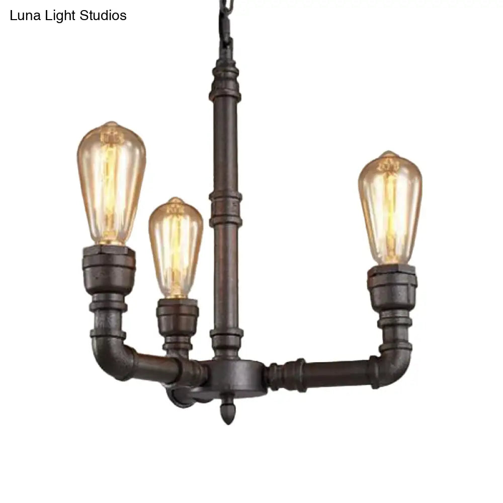 Steampunk Metal Black Chandelier with 3/6 Bulb Piping - Stylish Pendant Ceiling Light for Bistros