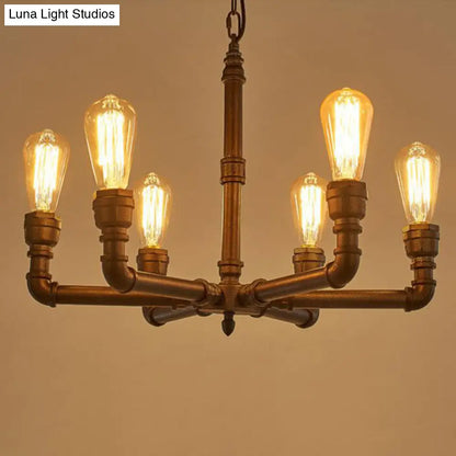 Steampunk Metal Black Chandelier with 3/6 Bulb Piping - Stylish Pendant Ceiling Light for Bistros